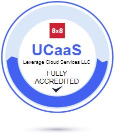 8x8 UCaaS Fully Accredited badge for Leverage Cloud Services LLC